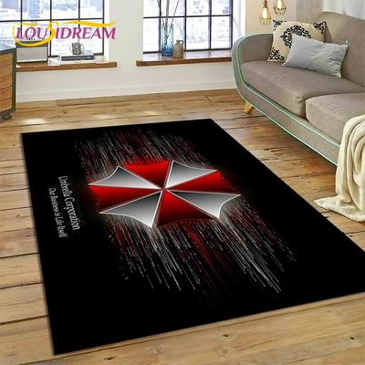Alfombra de Juego para Dormitorio Sala de Estar Decoración de Sofá para el Hogar con Temática de Juegos de Terror 3D R-Resident Evil, Alfombrilla de Piso Decorativa Grande para Niños