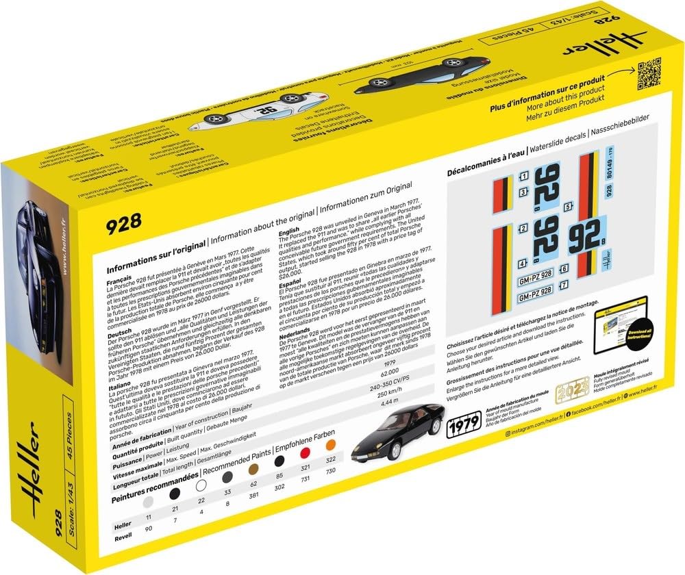 Platz Heller 1/43 Porsche 928 Plastic Model Kit HE80149 (Car)