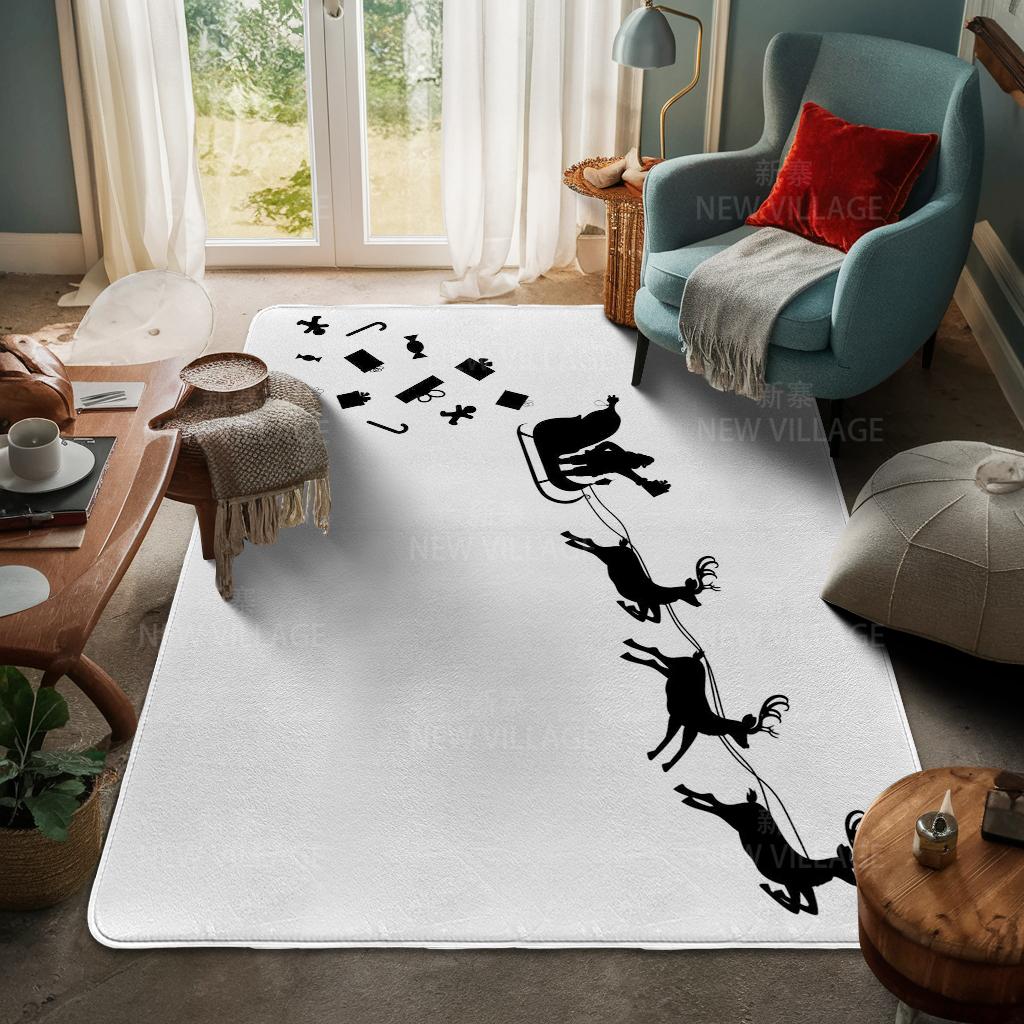 House Entrance Carpet Home Door Mat Living Room Bath Foot Bathroom Non-slip Water Absorption Rugs Bath Merry Christmas Winter