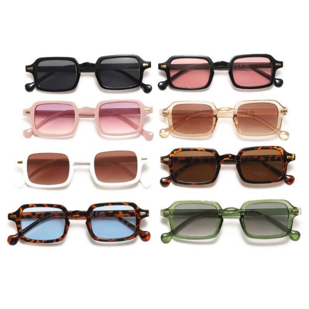 Sun Glasses Casual Men UV400 Protection Rivets Decoration Vintage Women Rectangle Luxurious