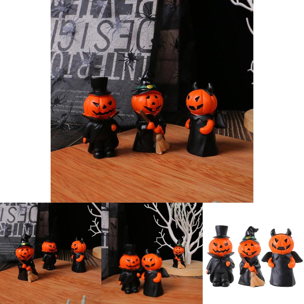 Halloween Collectible Resin Demon Figures Set With Pumpkin And Gentleman Theme For Party Decor