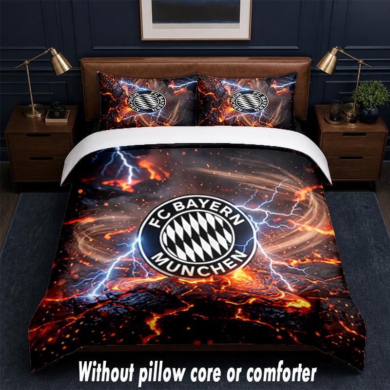 Set Biancheria da Letto Design Bayern Monaco 1 Copripiumino + 2 Federe Morbido Traspirante Biancheria da Letto per la Casa