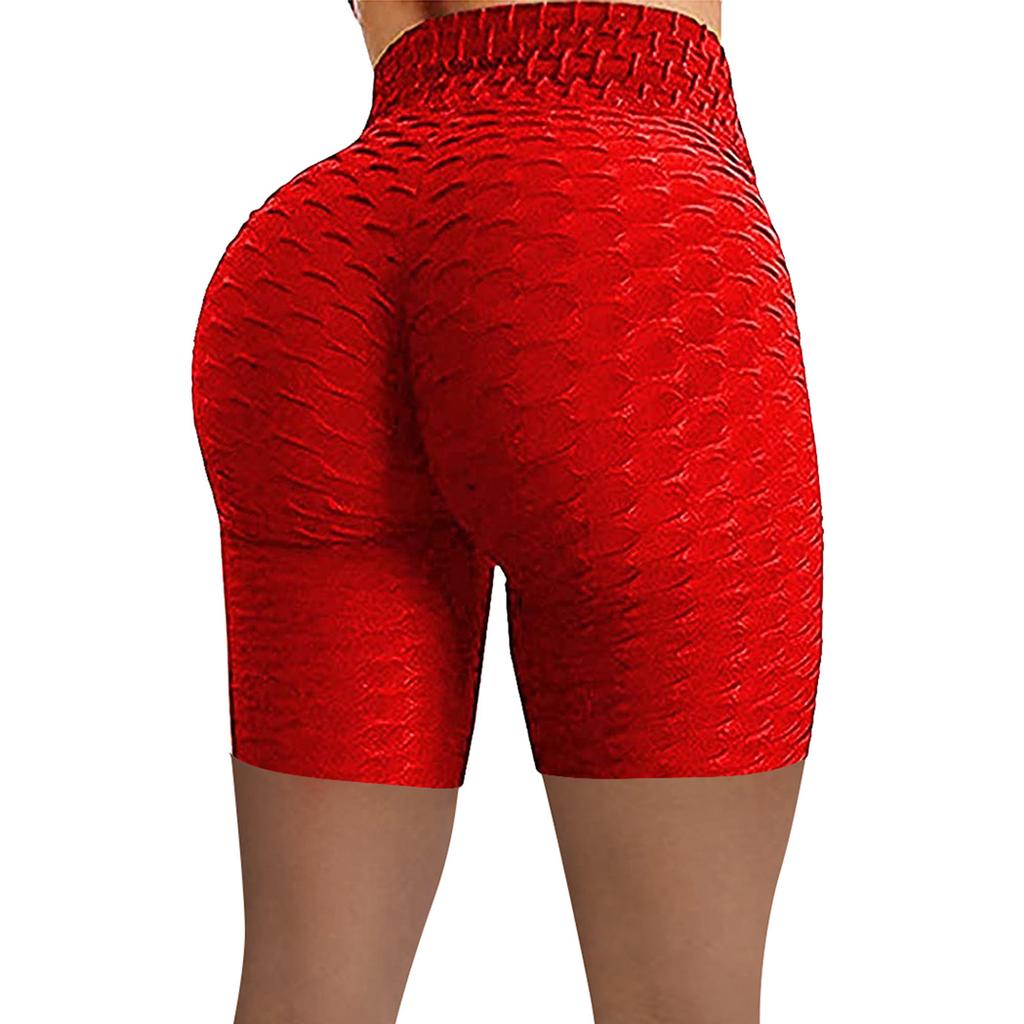 Women Wrinkled High Waist Hip Stretch Running Fitness Yoga Pants Biker Shorts