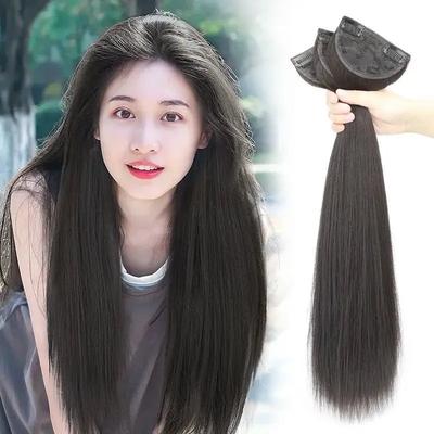 Women's Long Hair Three-Piece Invisible Wig Extensions Realistic Hair Pieces Fake Hair Volume Add-Ons Asian Fiber Clips
