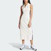 Adidas Originals Rib Dress Logo Striped High-Waist Long Sleeveless Dress Women Dress White IT9860