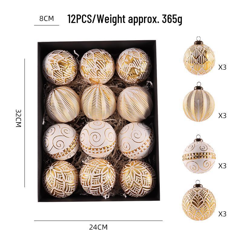 Retro 8cm Christmas Ball Set: 12 Decorative Ornaments for Festive Scenes and Tree Decoration