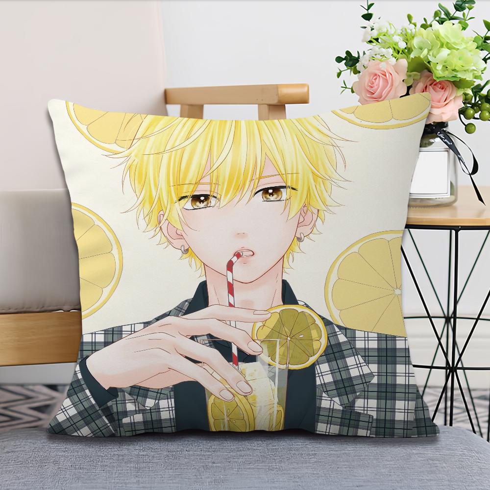 Soft Comfortable Pillow Case for Sofa Soda Living Couple Anime Manga Room Home Office Decor H-Honey L-Lemon and Protective Cover