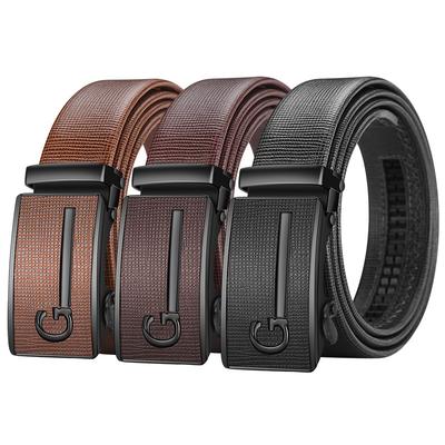 Auto Locking Dress Belt for Men Premium Leather Slim Business Casual Belt Adjustable 30-42 Inch Waist Minimalist Design