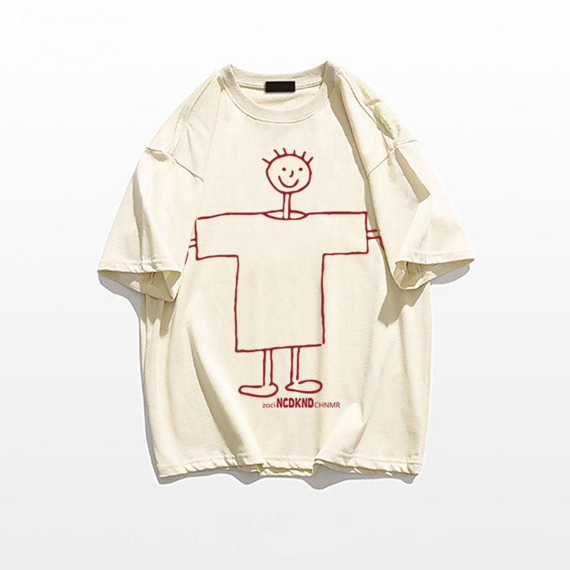 Unisex Retro Cotton Loose Fit Short Sleeve T-Shirt in Plus Sizes