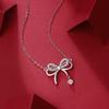 New tassel girlfriend pendant light luxury niche collarbone chain jewelry S sterling silver bow necklace women