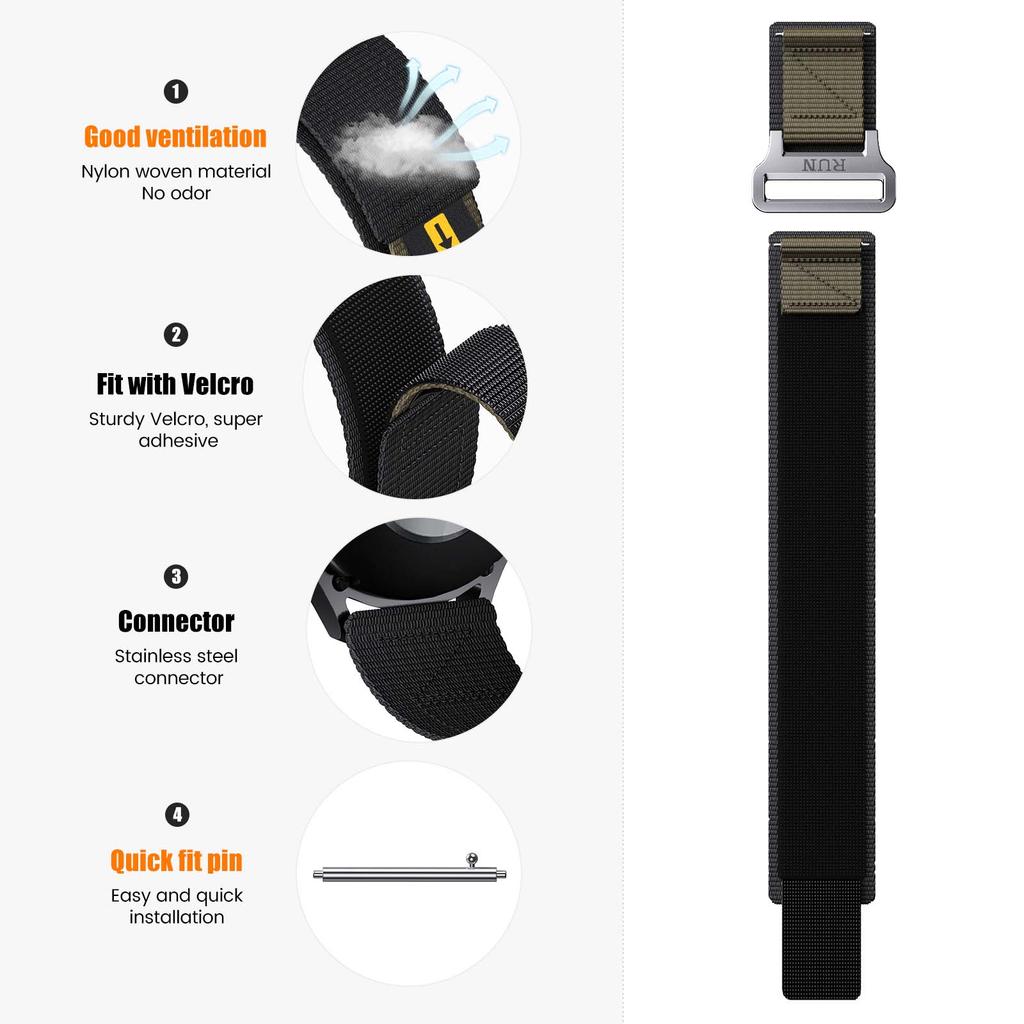 20mm 22mm Nylon Watch Strap for Galaxy Watch 6 Garmin 245 & 645 , 20mm 22mm Universal Watch Band for HUAWEI Watch4 GT4