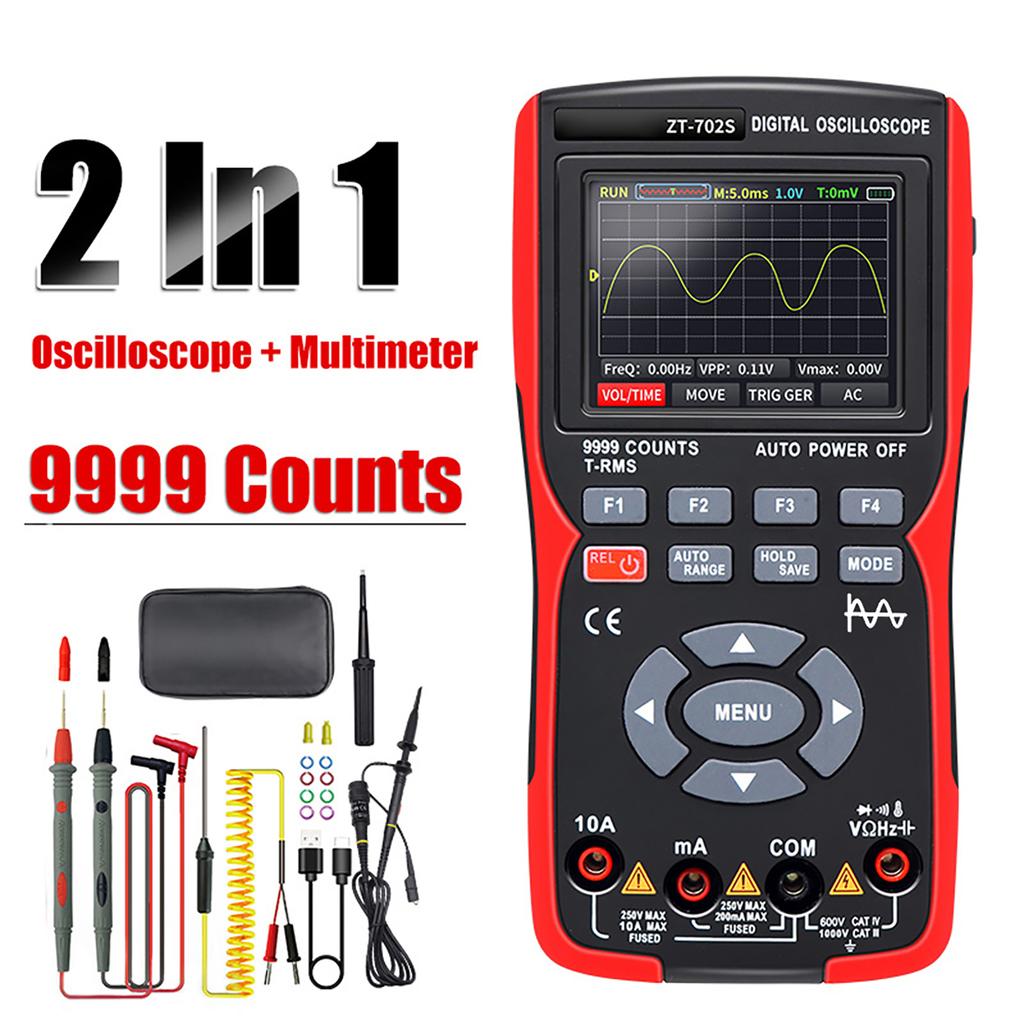 אוסצילוסקופ דיגיטלי מולטימטר 48MSa קצב דגימה 10Mhz רוחב פס 9 ספרות True 2.8 אינץ' תצוגה צבעונית מולטימטר