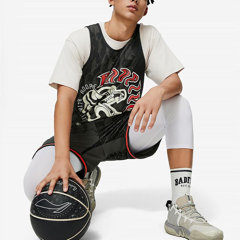 Li-Ning Badfive Basketball Series Letter Pattern Printed Quick-Dry Moisture-Wicking Basketball Jersey Men jerseys Black AAYU011-1