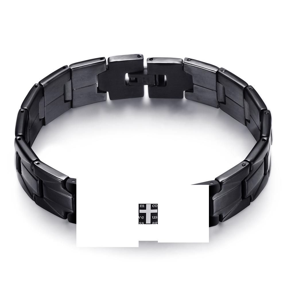 9MM Geometric Cross Bracelet: Black & White Stainless Steel for Men & Women