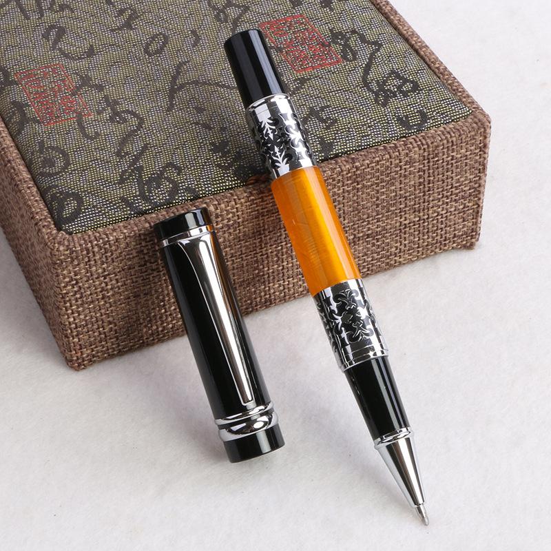 Chinese Enterprises Supply Iridium Nib Acrylic Metal Gifts Pen Leather Gift Box Set Business Signature Pen Ballpoint Pen