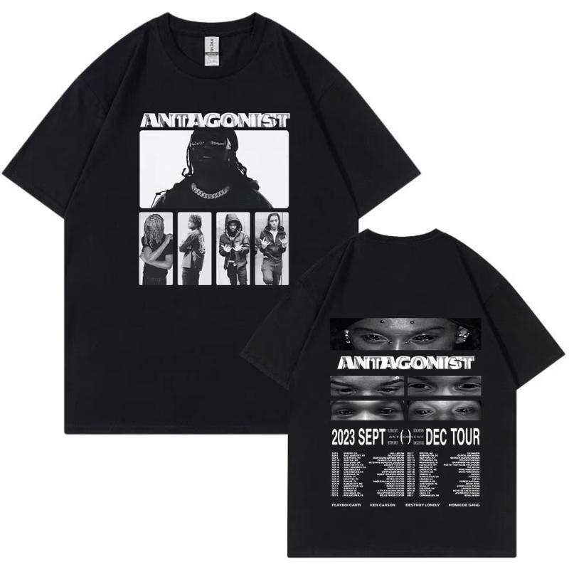 Rapper Playboi Carti Antagonist Tour Tshirt 2023 Concert Fans T Shirt Unisexs Fashion Hip Hop Short Sleeve Oversized Tshirts