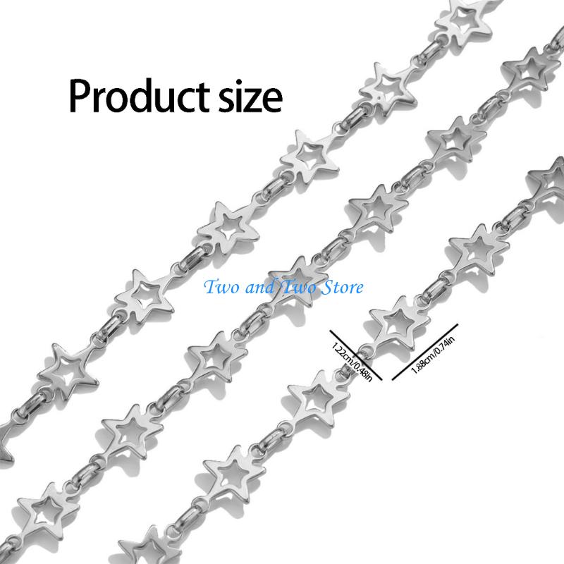HX6F Practical Hollow Star Pattern Chain Extender Multipurpose Jewelry Chain Metal Texture Suitable for Most Necklaces Making