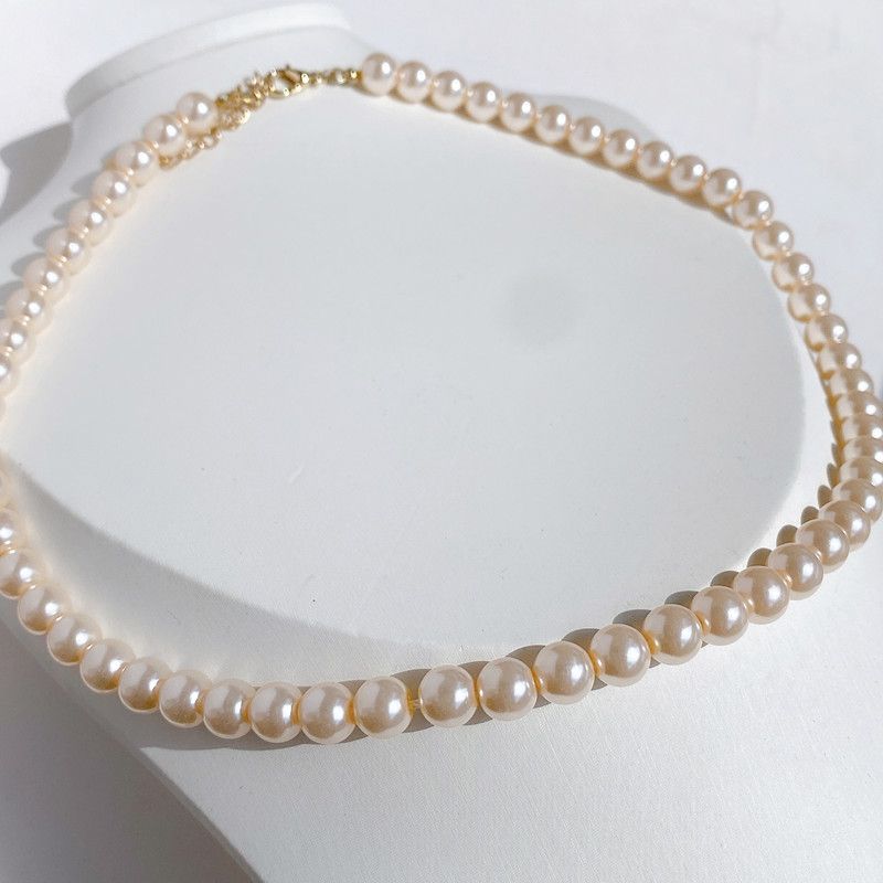 

Модное украшение 8 мм бусины Минималистичный элегантный нишевый дизайн Простой персонализированный универсальный Минималистичный универсальный Нежный элегантный жемчужное ожерелье Default