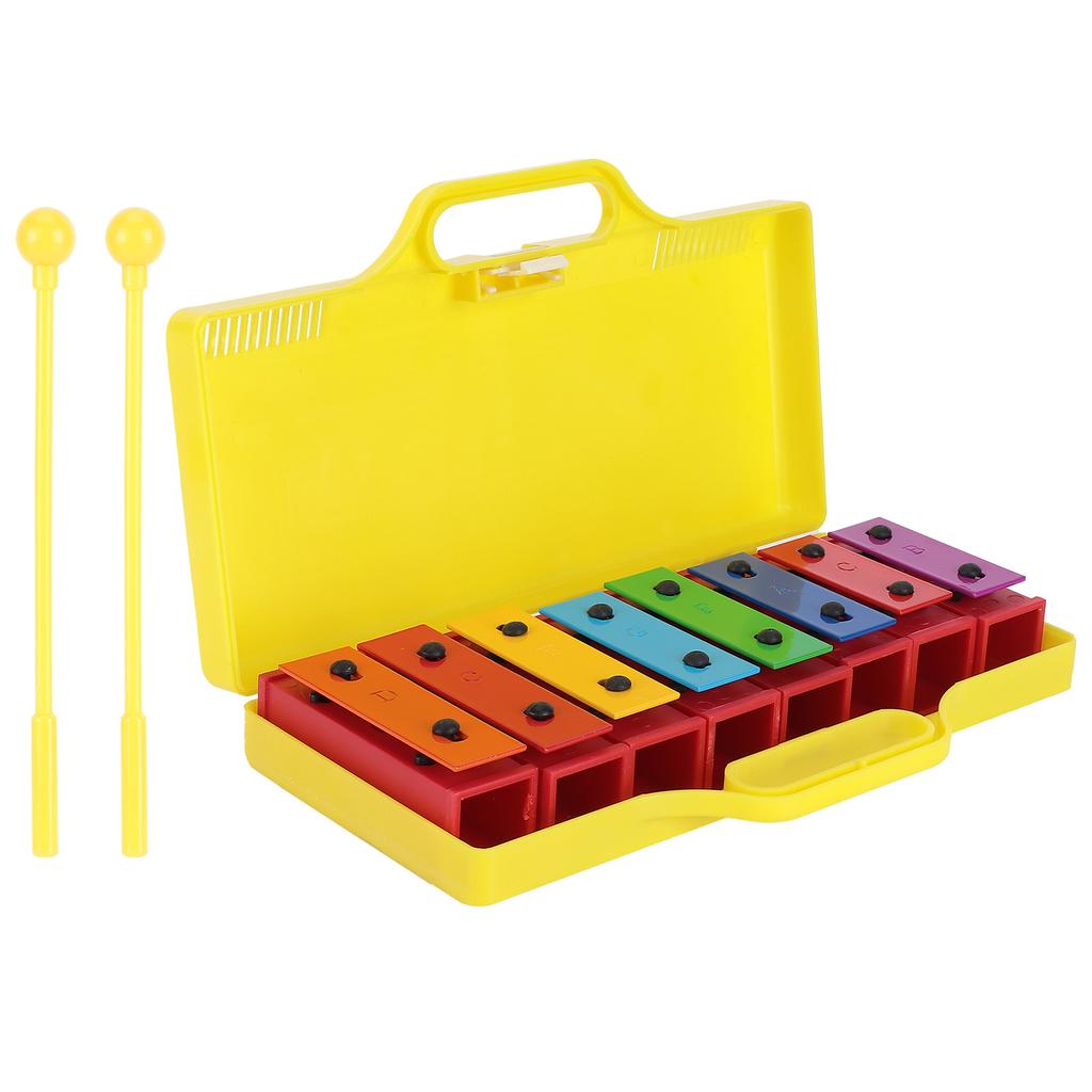 8 Note Xylophone Professional Percussion Instruments for Children with 2 Drumsticks 1 Yellow Box