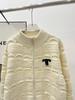 Trendy CE25 Autumn/Winter Color Block Triumph Embroidered Stand Collar Zip Cardigan