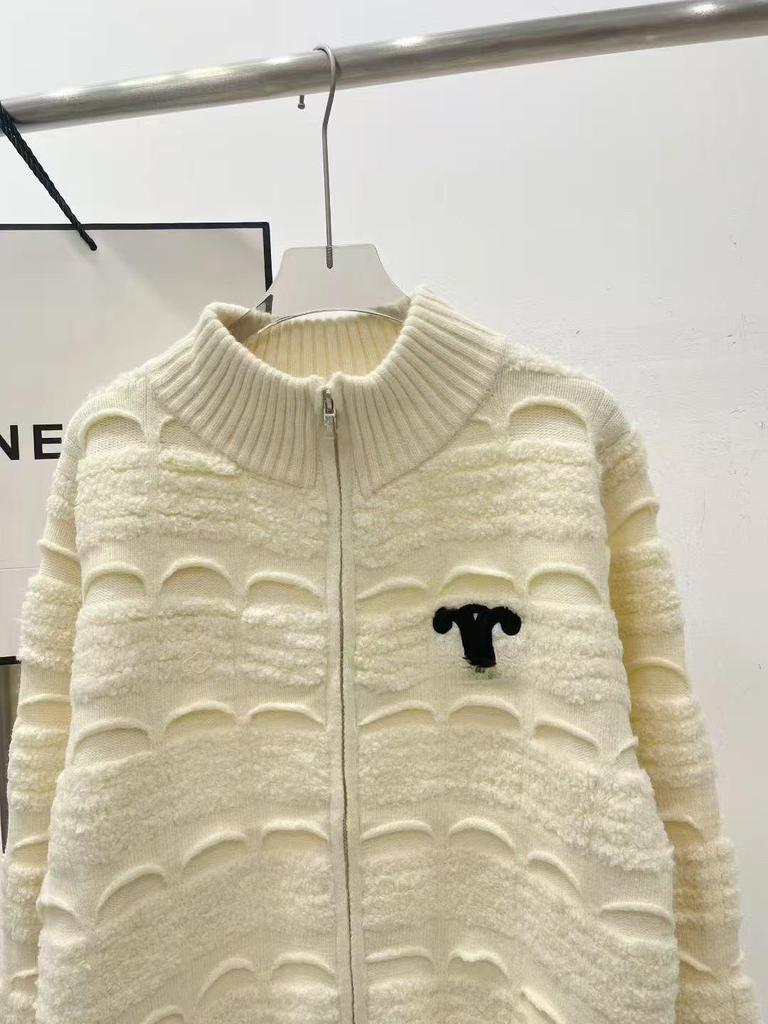 Trendy CE25 Autumn/Winter Color Block Triumph Embroidered Stand Collar Zip Cardigan