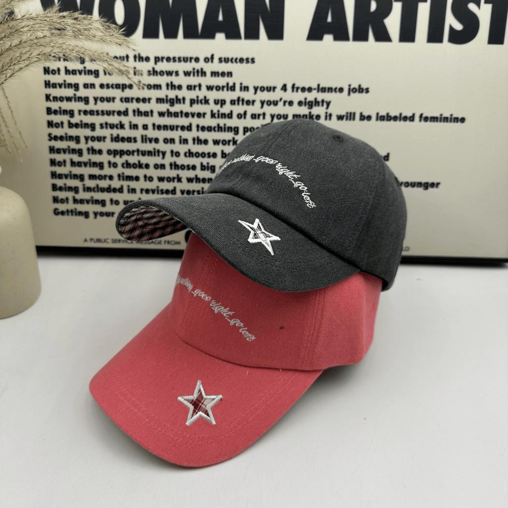 Baseball cap peaked cap purchasing hat spring new embroidery soft top letters casual versatile little stars