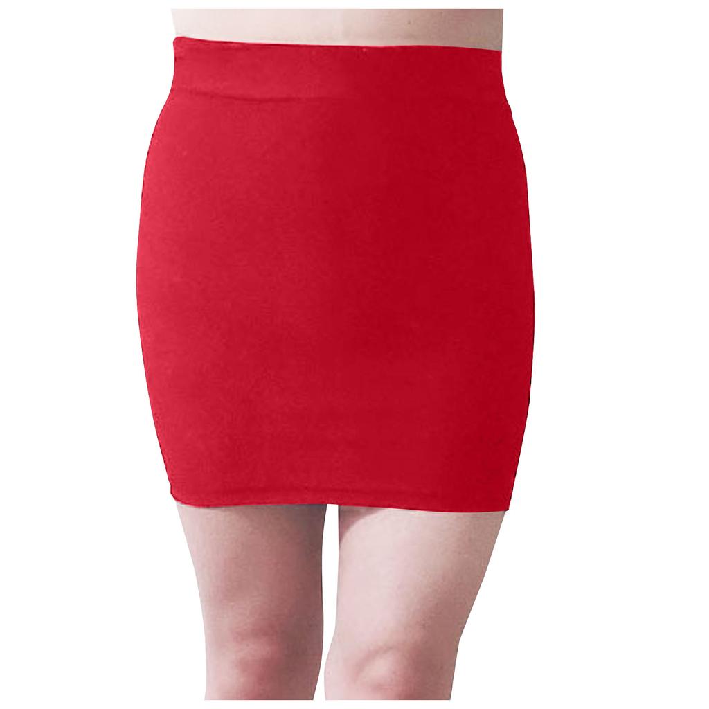 Women's Fashion Solid Color Sexy  Fluorescence Smooth Elastic Waist Hip-wrap Short Skirt