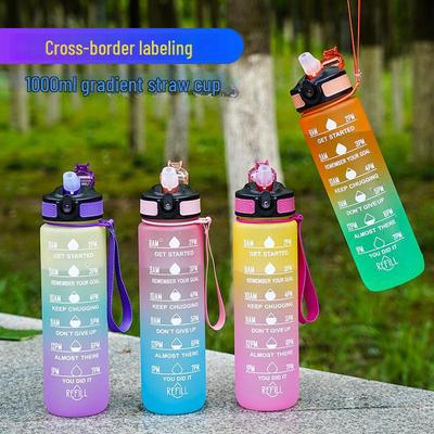 Pipetli 32oz Gradyan Buzlu Spor Su Şişesi, 1000ml Plastik Bardak