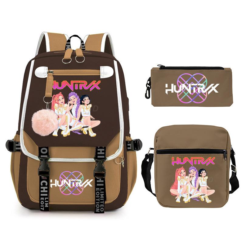 Animation Cartoon Peripheral Printing Trend Lightweight Shoulder Backpack, Primary And Secondary School Student Leisure Schoolbag Three-Piece Set