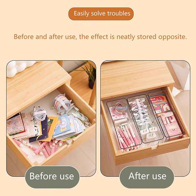 1PCS Refrigerator Organizer Bins Clear Stackable Plastic Food Storage Rack With Handles Eyelash Storage Box Makeup Organizer