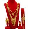 Indian Gold Color Necklace Earings Bracelet Ring Nigerian Party Bridal Wedding Ethiopian Dubai Jewelry Accessories