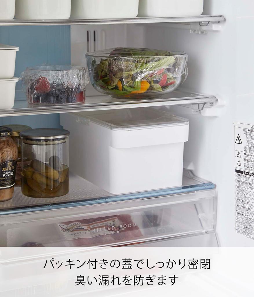 Yamazaki Airtight Pickling Case with Water 28cm W x D x Tower Clear Refrigerator Vegetable Compartment 4944 (Yamazaki) Drainer, White, 16.5cm 12.2cm