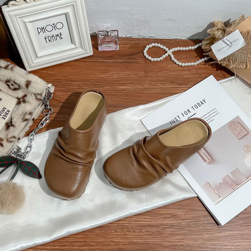Boken shoes women's bag head outer wear casual shoes Korean version inner heightening platform slippers women's summer wear one pedal women's shoes