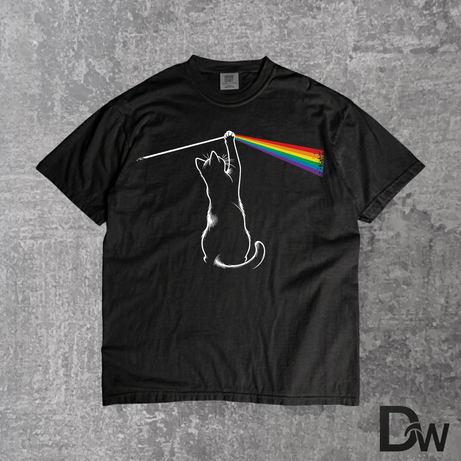 Funny Cat Playing with Light T-Shirt | Cute Cat Graphic Tee, Gift for Cat Lovers Men Women Kids L