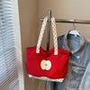 Cute Cartoon Apple Shoulder Bag Female Niche Design Casual Tote Bag Commuter Polka Dot Make-up Bag