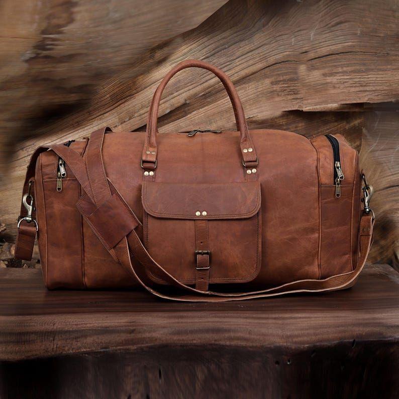 Handmade Leather Duffel Bag Travel Duffel for Men and Women Leather Holdall Bag Sports Gym Bag Personalized Groomsmen Gift Overnight Duffel