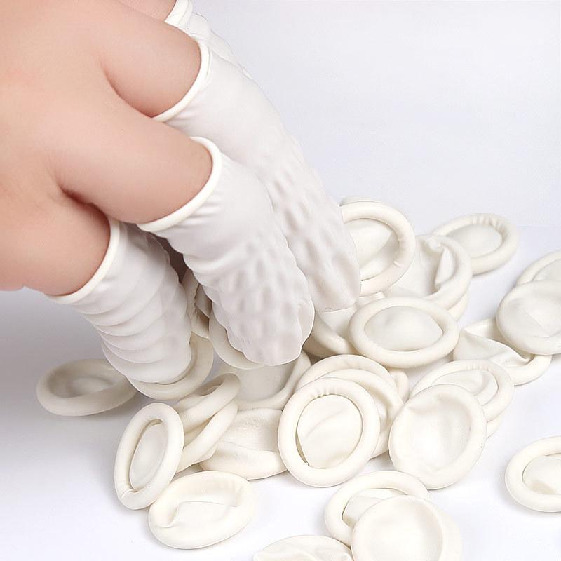 White Latex Powder-free Dust-free Anti-static Finger Cover, Beauty Manicure Pattern Embroidery Disposable Non-slip Finger Cover