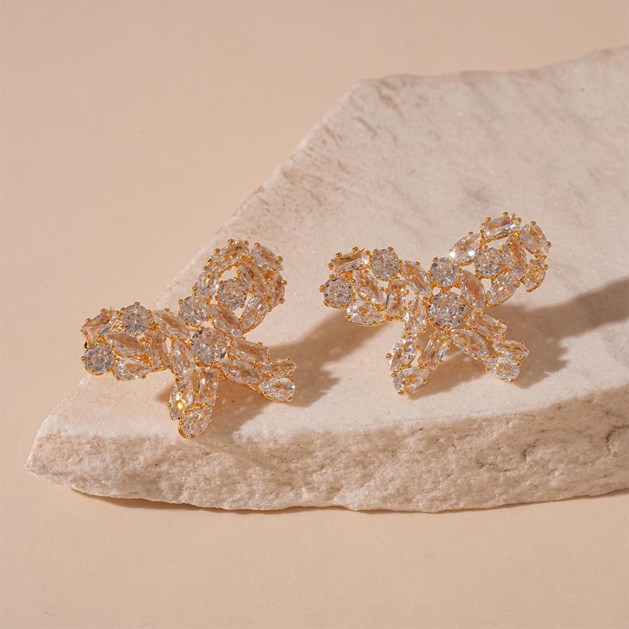 

Элегантные серьги-пусеты «Бабочки» с цирконами с золотым покрытием - Стерлинговое серебро для женщин