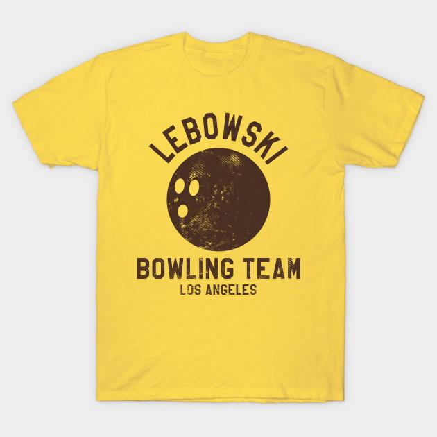 Men Black Print T-shirt Lebowski Bowling Team Los Angeles No-Cut Transfer Paper Print Cotton Tshirt 3XL жёлтый
