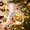 Winter Theme Party Favors Lighted Christmas Ornaments, 3D Miniature Scene Hanging Balls with Warm LED Light, Cute Festive Home Desktop Decorations