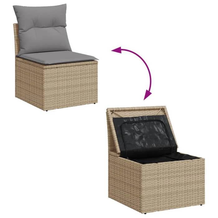 VidaXL Salon de Jardin avec Coussins 9 pcs, Canapés de Terrasse, Ensemble de Meubles de Patio, Mobilier d'Extérieur, Mélange 3256493