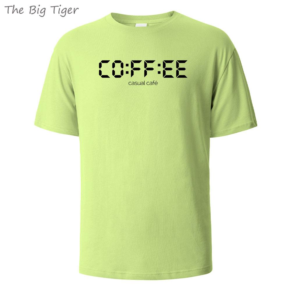 Coffie Printed Essential Cotton Tee Simple Crew Neck Design Soft Breathable Fabric Unisex Short Sleeve Shirt