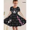 Girls' Short-Sleeve Dress with 3D Oil Painting Skirt - Ballet Dress Suitable for Playful Outdoor Outfits, Machine Washable Durable Clothing,
