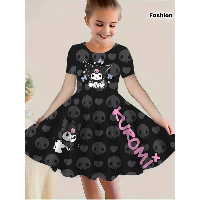 Girls' Short-Sleeve Dress with 3D Oil Painting Skirt - Ballet Dress Suitable for Playful Outdoor Outfits, Machine Washable Durable Clothing,