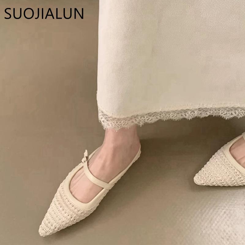 Fashion SUOJIALUN 2025 Summer New Women Slipper Fashion Weave Hemp Slip On Mules Shoes Soft Flat Heel Outdoor Dress Sandal Shoes