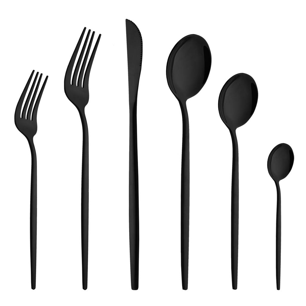 6 Stücke Western Purple Geschirr Besteck Set Besteck Set Edelstahl Besteck Messer Dessert Gabel Teelöffel Geschirr Set