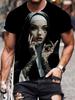 Men's  with Smoking Nun 3D Graphic T-Shirt Black Casual Summer Tee Short Sleeves Polyester  Streetwear T-Shirts Vintage Clothing