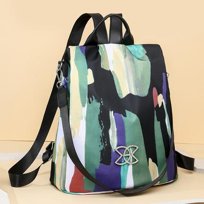 Diebstahlsicherer Multifunktionsrucksack mit Farbfleckenmuster, großer Kapazität, wasserdichter Reiseschulrucksack für Damen