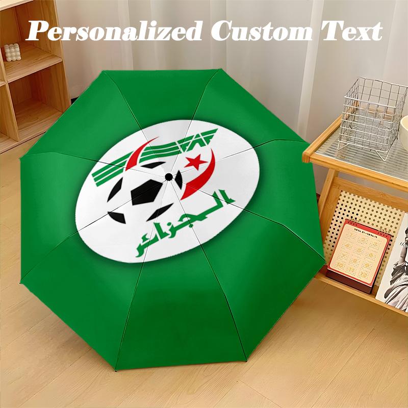 8‑Rib Automatic Umbrella, Algeria National Team Design Foldable Umbrella for Sun Rain Protection Travel