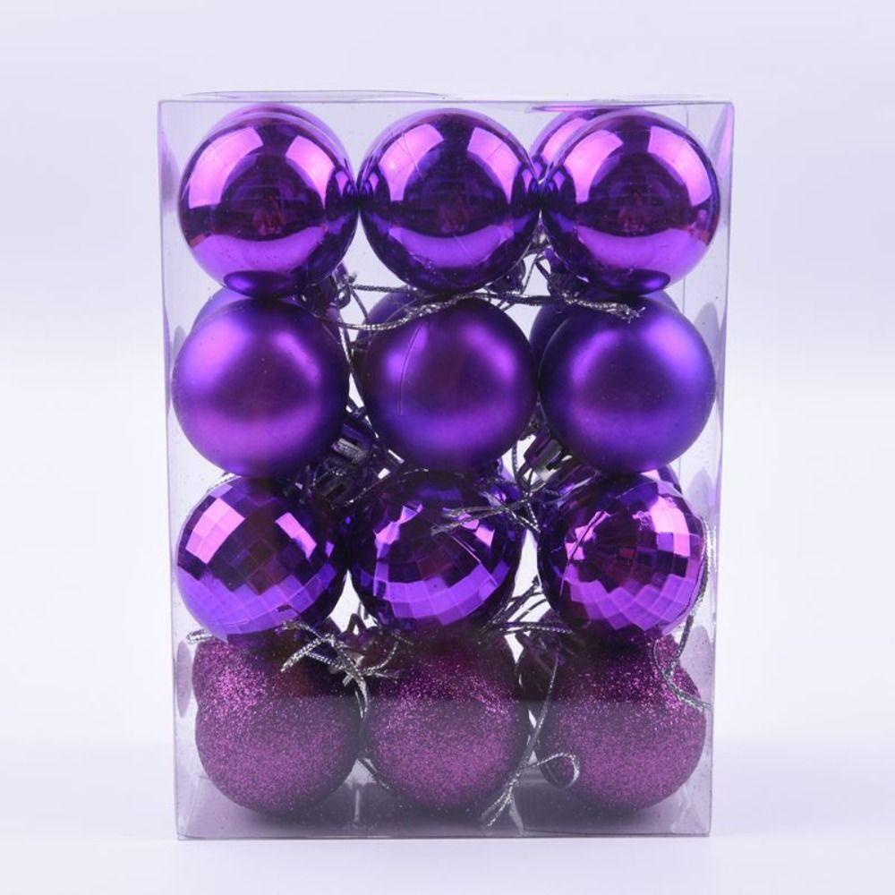 24Pcs New Plastic Christmas Balls Ornaments 4cm Shatterproof Christmas Tree Decorations Hanging Ball Wedding